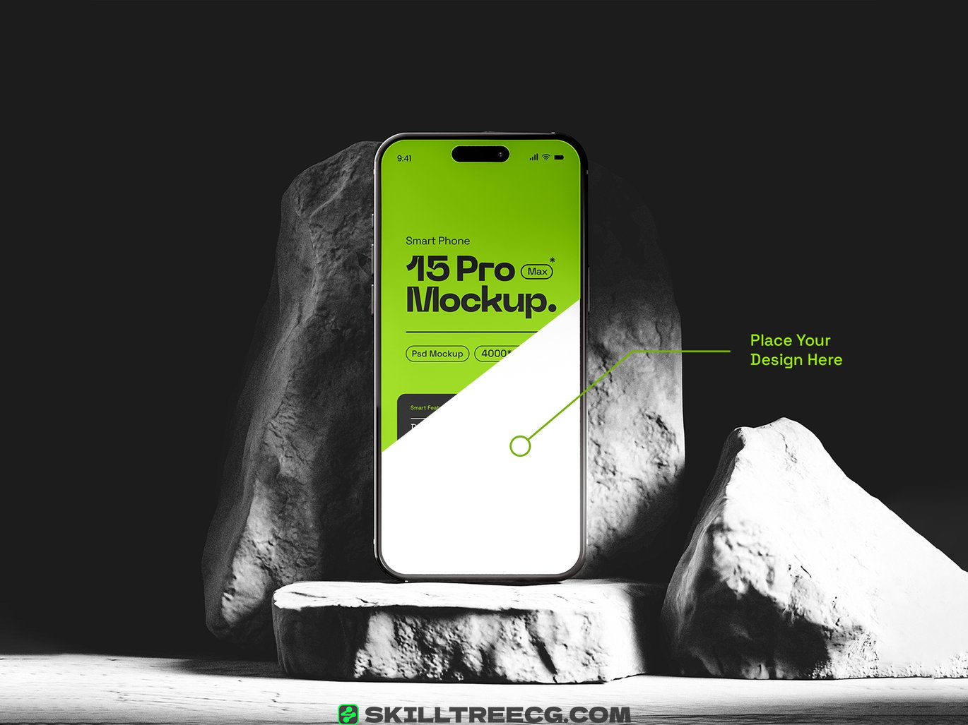 图片[2]-iPhone 15 Pro Max Screen Mockup On Stone（929204）-技能树